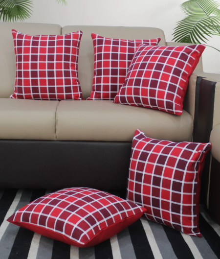 Cotton Xmas Check Cushion Covers