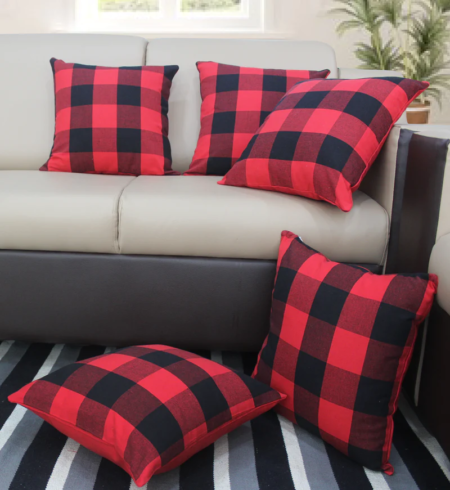 Cotton Big Check Cushion Covers