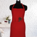 Cotton Solid Cherry Red Free Size Apron Pack of 1