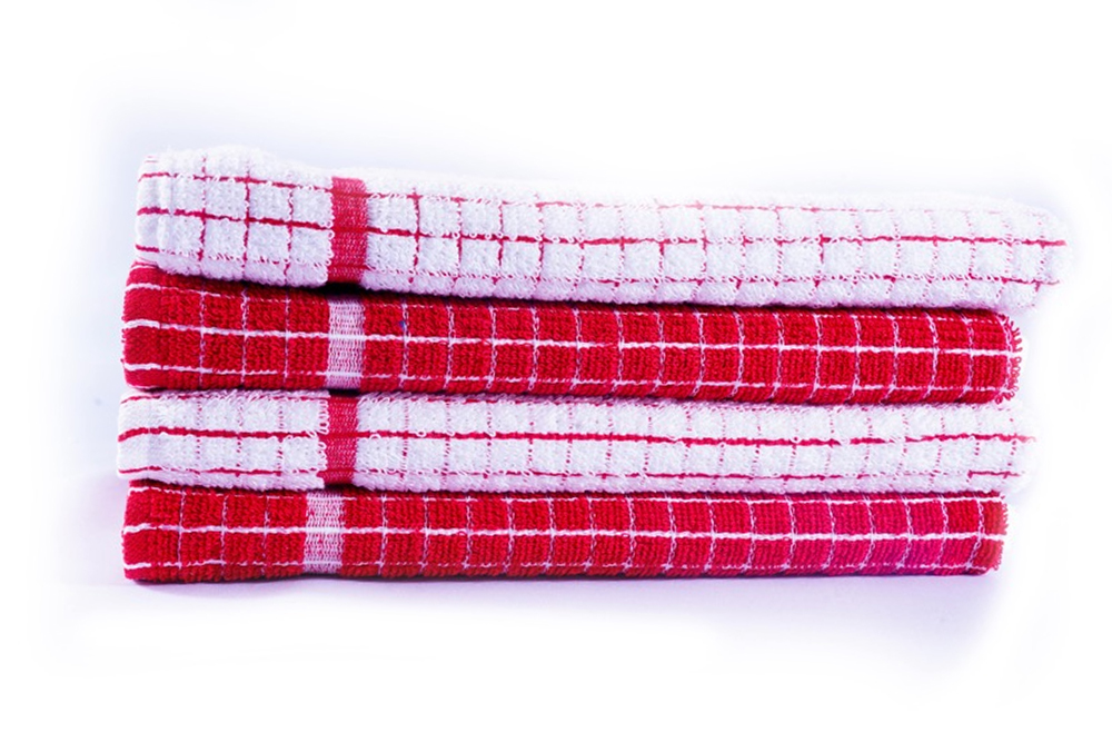 Set of 2 Cotton Terry Tea Towels available in four Colours. Hanging Loop and Gift packed tea towels